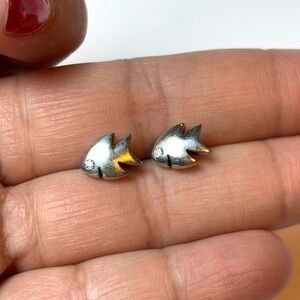 Petite Tiny Fish Studs Marked 925 Sterling Silver, Women’s Earrings, Gift Fishes